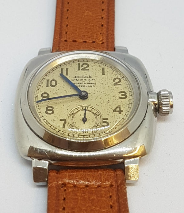 Rare Rolex Oyster Model 2081 in Stainless Steel Cushion Circa 1930s