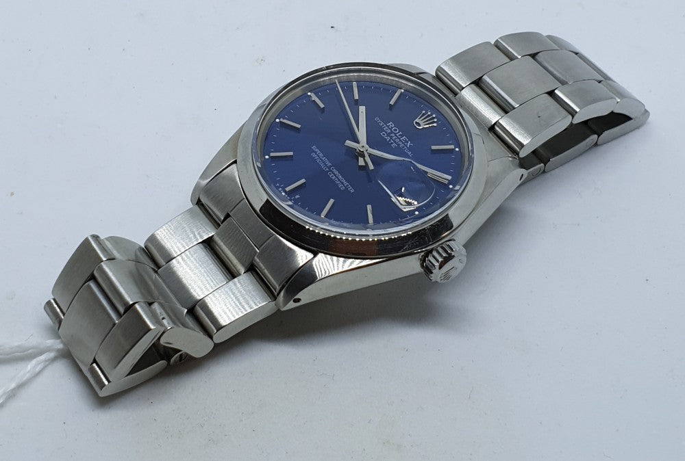 Rolex Oyster Perpetual Date with Blue Dial in Stainless Steel Model 15 ...