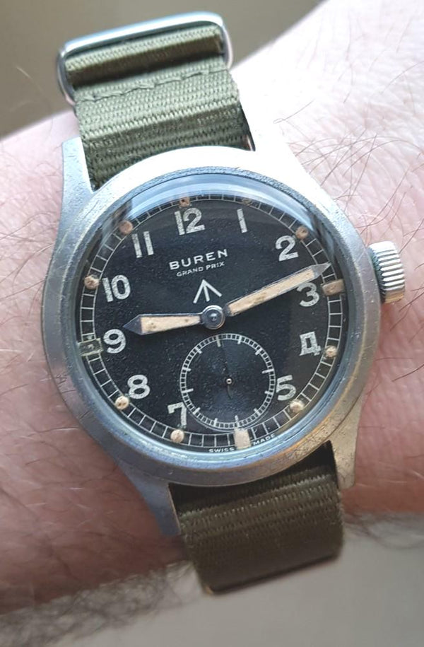 Buren Grand Prix British Military WWW Dirty Dozen Wristwatch Circa 1940s
