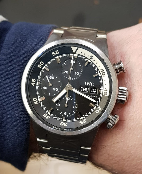 IWC Aquatimer Chronograph Model IW3719-28 in Stainless Steel on Braclet with Box and Papers Circa 1994