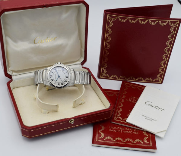2000 Cartier Santos Ronde Automatic in Stainless Steel on Bracelet with Box and Papers Model 1920-1