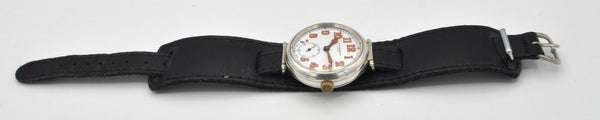 1928 JW Benson London Trench Style Screw Back and Front Silver Dennison Case with Cyma Tavannes Movement