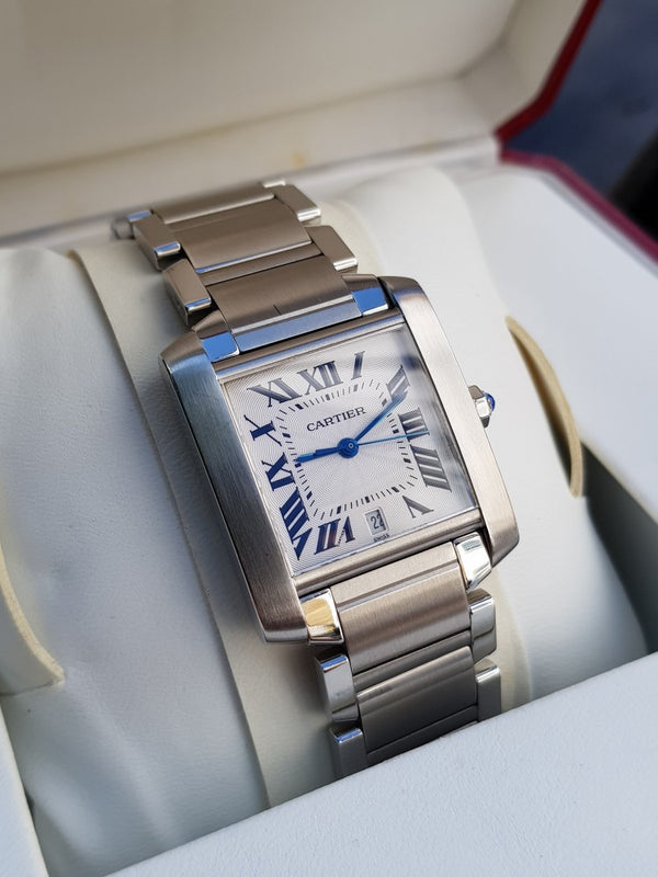 2003 Gent's Cartier Tank Française Automatic Date in Stainless Steel on Bracelet with Box Model 2302