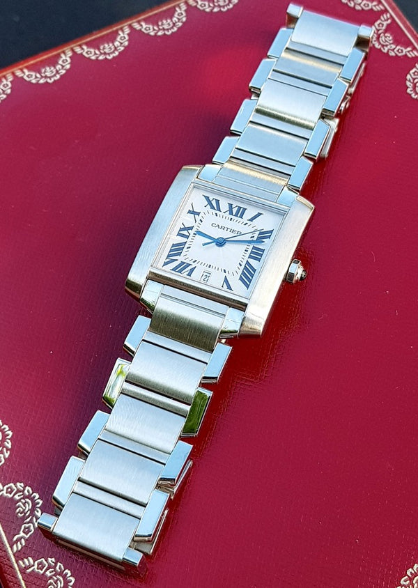 2003 Gent's Cartier Tank Française Automatic Date in Stainless Steel on Bracelet with Box Model 2302