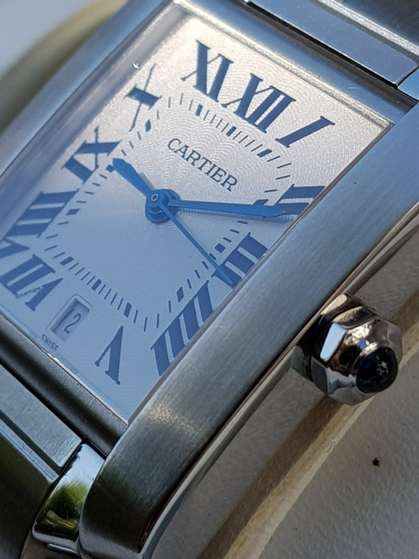 2003 Gent's Cartier Tank Française Automatic Date in Stainless Steel on Bracelet with Box Model 2302