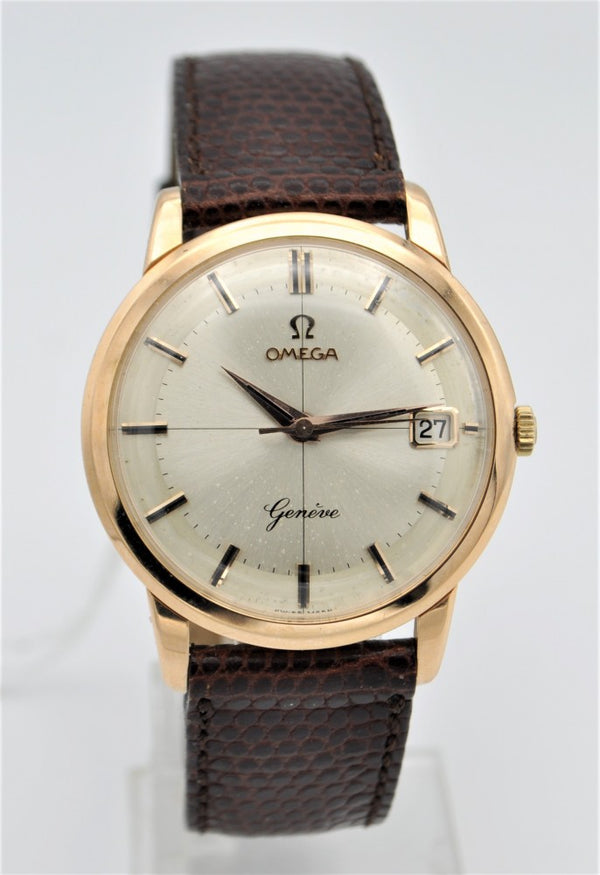Omega Geneve Date with Cross Hairs in 18ct Pink Gold Made in France 1959
