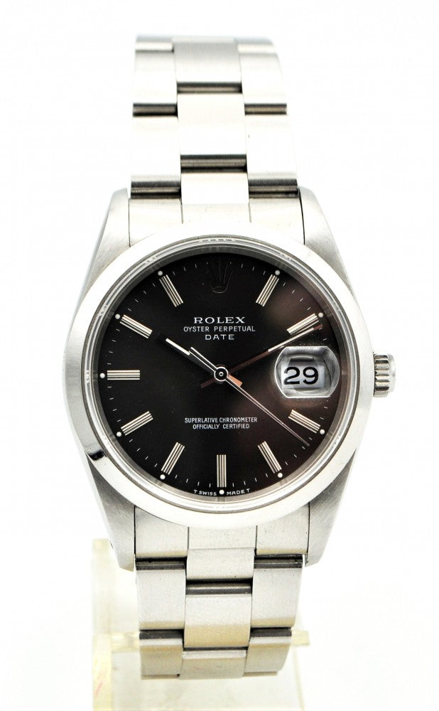 Rolex Oyster Perpetual Date with Charcoal Grey Dial in Stainless