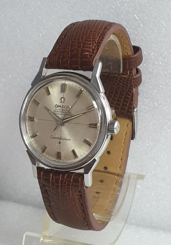 1966 Omega Constellation Auto with Cross Hair Dial and Dog Leg Lugs 167.005 in Stainless Steel