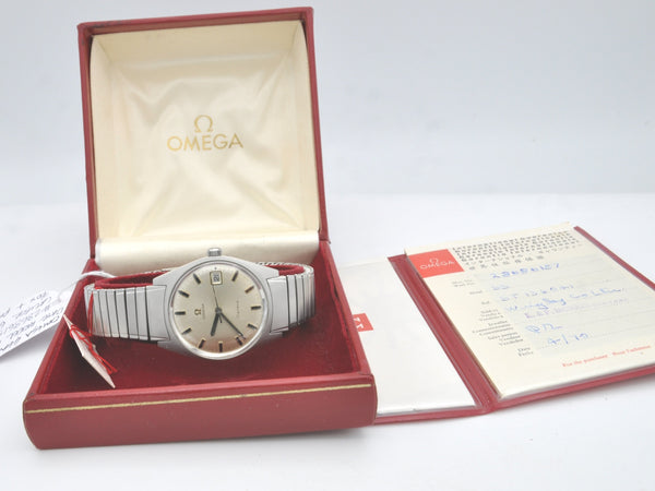 1969 Omega Geneve Date Model 136.041 Manual Wind with Rare Fixo-Flex Bracelet Original Box and Paperwork