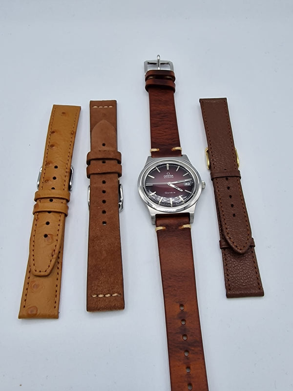 1972 Omega Genève Automatic Date in Stainless Steel Model 166.0168 with Original 'Fume Red' Dial