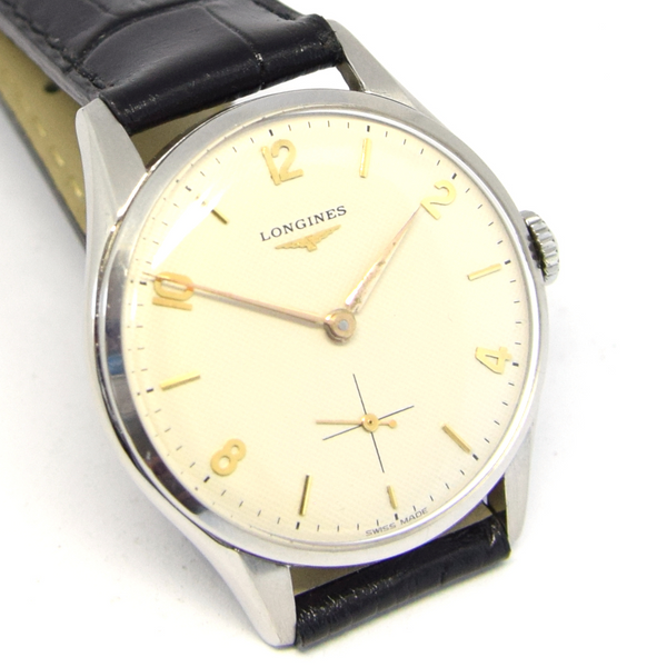1952 Longines Manual Wind Wristwatch Model 7033 with Honeycomb Dial Cal 12.68z
