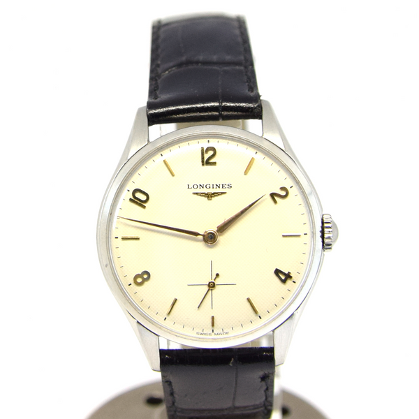 1952 Longines Manual Wind Wristwatch Model 7033 with Honeycomb Dial Cal 12.68z