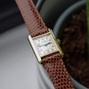 1990s Ladies Swiss Quartz Cartier Tank with Arabic Numerals in Sterling Silver Gilt