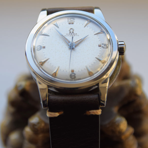 1949 Omega Automatic Bumper with Fabulous Original Two Tone Dial Model 2577 in Stainless Steel