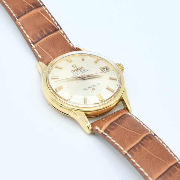 1966 Omega Constellation Date Automatic Chronometer Model 1685416 in 18ct Gold Case with Box and Papers