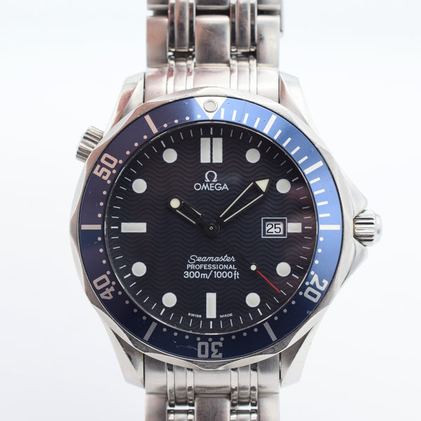 2007 Omega Seamaster Professional 300m Date "GoldenEye" Dive Watch Model 25418000 in Stainless Steel Full Set Box & Papers