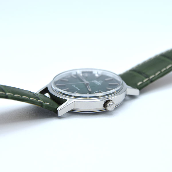 1973 Omega Genève Automatic Date Model 166.0163 with Stunning Rare Electric Green 'Fumé' Dial