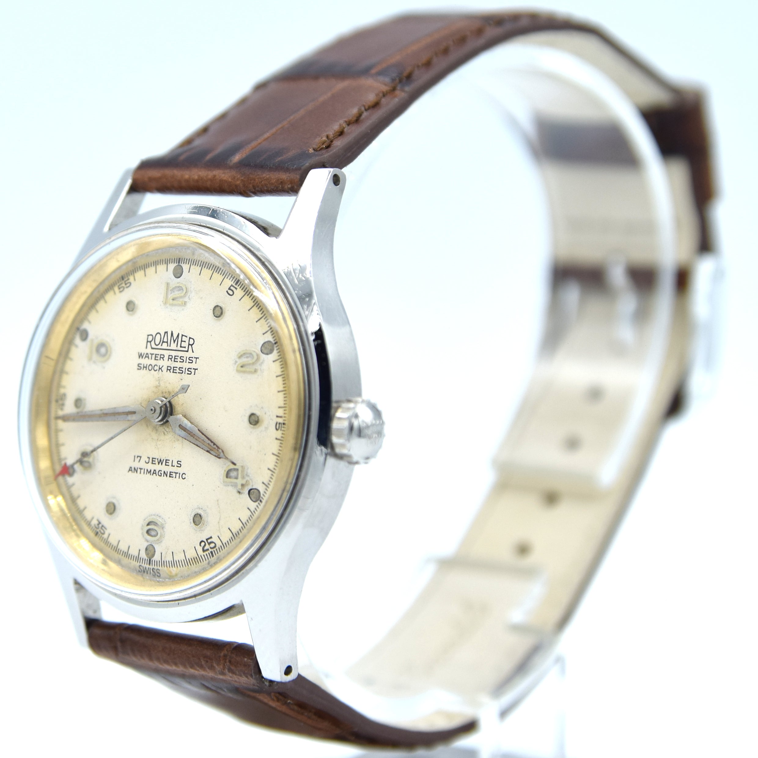 Roamer 1950s Roamer Brevete with Mixed Arabic Dial Model 215999 in 32.5mm Sta ...