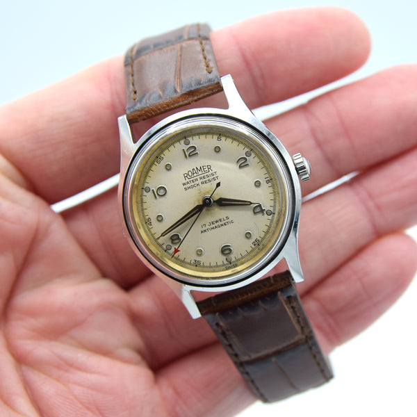1950s Roamer Brevete with Mixed Arabic Dial Model 215999 in 32.5mm Stainless Steel Case