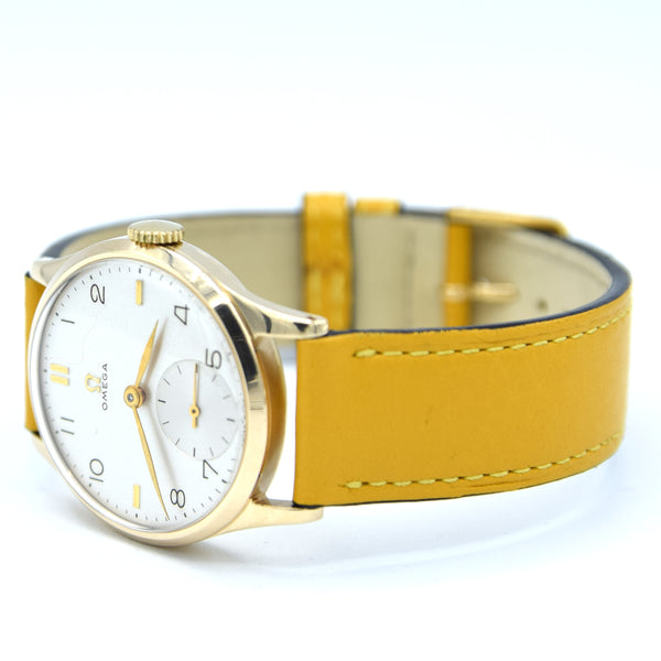 1949 Omega Mint Classic Manual Wind Dress Watch Model 13322 in Solid 9ct English Case with Box