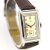 1930s Omega with a Stunning Two Tone Dial Cal T17 in Rectangular Deco-Style Wristwatch in Staybrite Steel Case