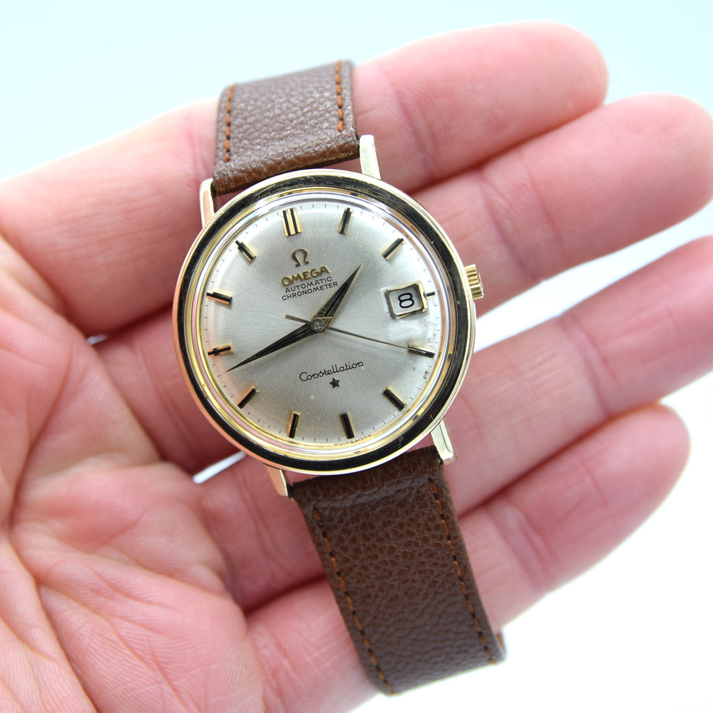 1962 Omega Constellation Auto Date Model 168.004 Wristwatch with Original Dial in Gold Capped Case