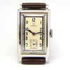 1930s Omega with a Stunning Two Tone Dial Cal T17 in Rectangular Deco-Style Wristwatch in Staybrite Steel Case