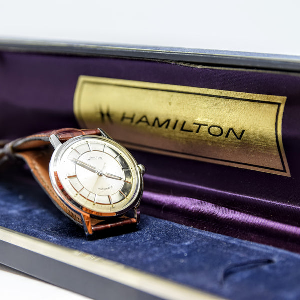 1950s Hamilton Automatic Micro-Rotor Wristwatch with Tuxedo Dial and Original Box