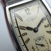 1930s Rotary Deluxe Deco Tonneau Wristwatch Early Waterproof Patent with Arabic Numerals and Bakelite Box