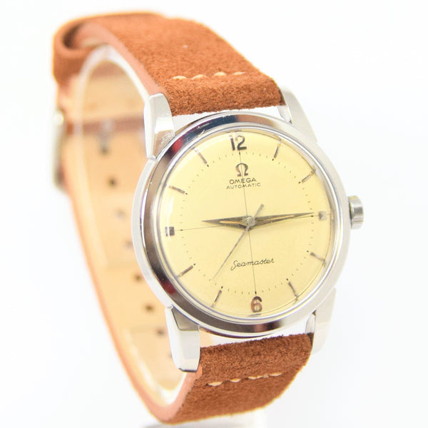 1956 Omega Seamaster Automatic Wristwatch Model 2846 with Rare Cross Hair Dial