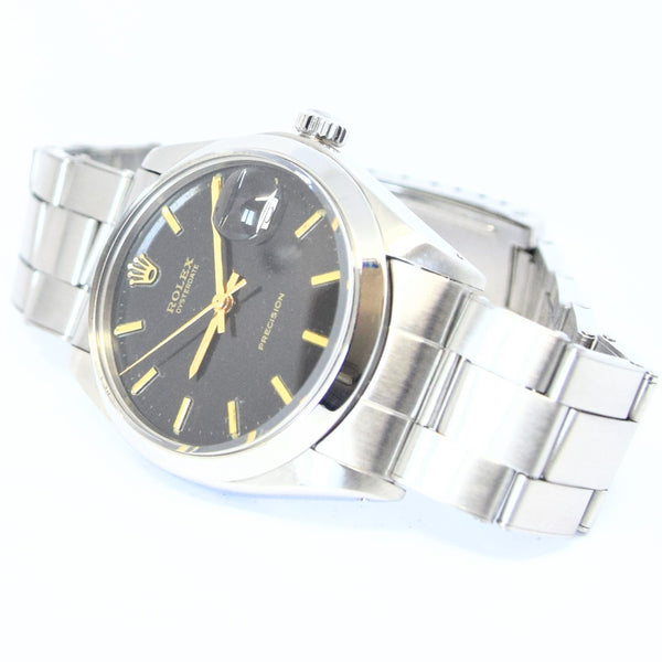 1969 Rolex Oyster Date Precision with Gloss Black Dial in Stainless Steel on Riveted Oyster Model 6694