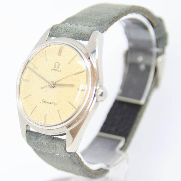 1959 Omega Seamaster Seachero Wristwatch with Rare Honeycomb Dial in Stainless Steel Model 2996