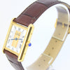 1990s Cartier Quartz Tank with Tri-Colour Dial in 925 Silver Gilt with Box and Papers