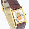 1990s Cartier Quartz Tank with Tri-Colour Dial in 925 Silver Gilt with Box and Papers