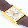 1990s Cartier Quartz Tank with Tri-Colour Dial in 925 Silver Gilt with Box and Papers