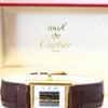 1990s Cartier Quartz Tank with Tri-Colour Dial in 925 Silver Gilt with Box and Papers