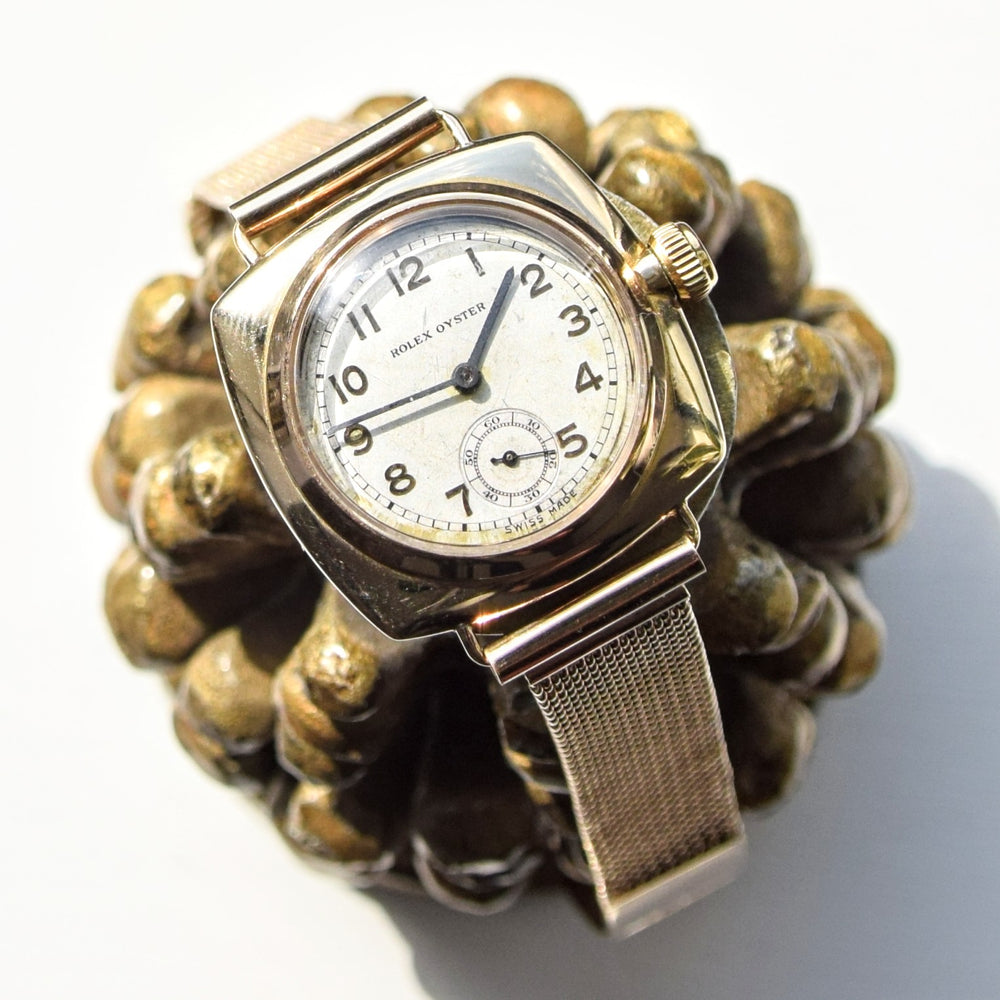 1935 Rare Rolex Oyster Model in 9ct Cushion Oyster Case with 9ct Gold Period Bracelet