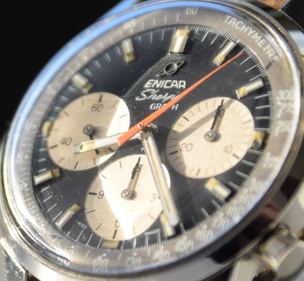 Enicar Sherpa Graph Chrongraph mk3 Racing Style Wristwatch in Stainless Steel Circa 1972
