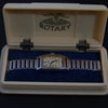 1930s Rotary Deluxe Deco Tonneau Wristwatch Early Waterproof Patent with Arabic Numerals and Bakelite Box