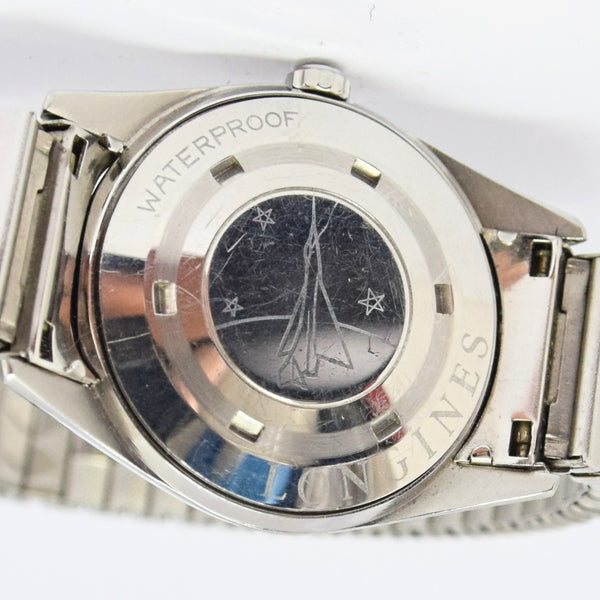 1957 Longines Silver Arrow Manual Wind in Stainless Steel on Rare Longines Fixoflex Bracelet Model 9100 & Archive Extract