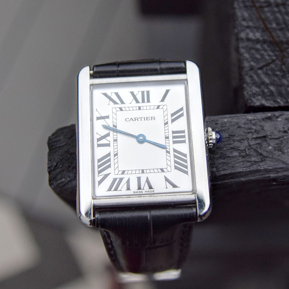 Classic Cartier Full Size Tank Solo Model 2715 in Stainless Steel with Deployment Buckle & Box Circa 2010