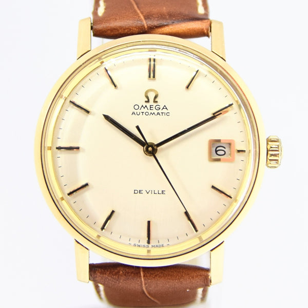 1969 Omega Automatic De Ville Date Model 166.5020 in 9ct Gold with Box and Papers
