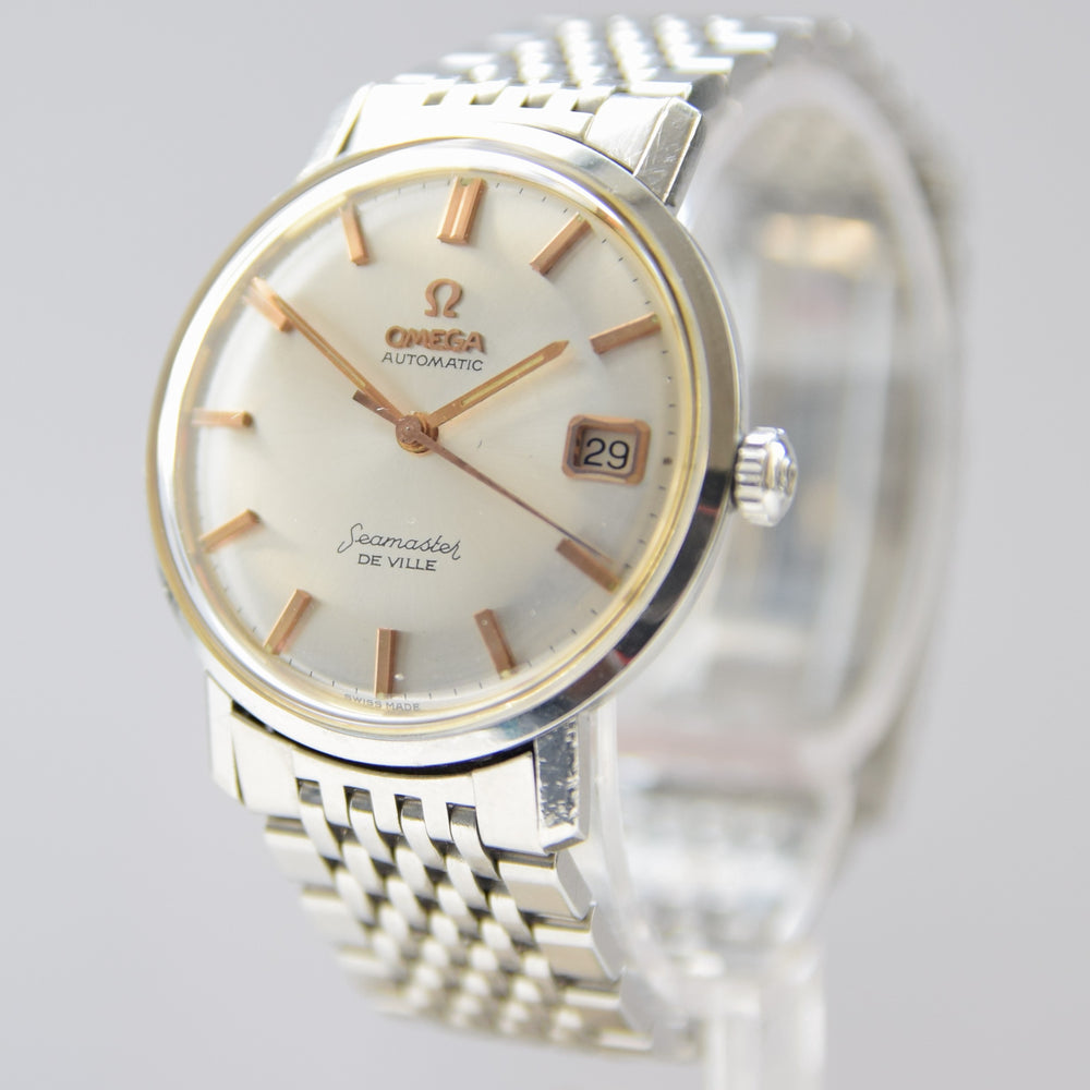 1963 Omega Automatic Seamaster Deville Date with Original Beads of Rice Type Bracelet Model 14910 Stainless Steel