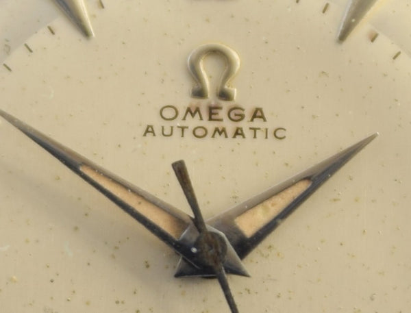 1949 Omega Automatic Bumper with Fabulous Original Two Tone Dial Model 2577 in Stainless Steel