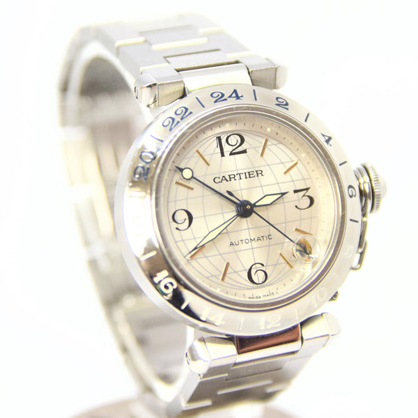 2000 Cartier Pasha C W31029M7-2377 Automatic GMT in Stainless Steel on Bracelet with Box and Book