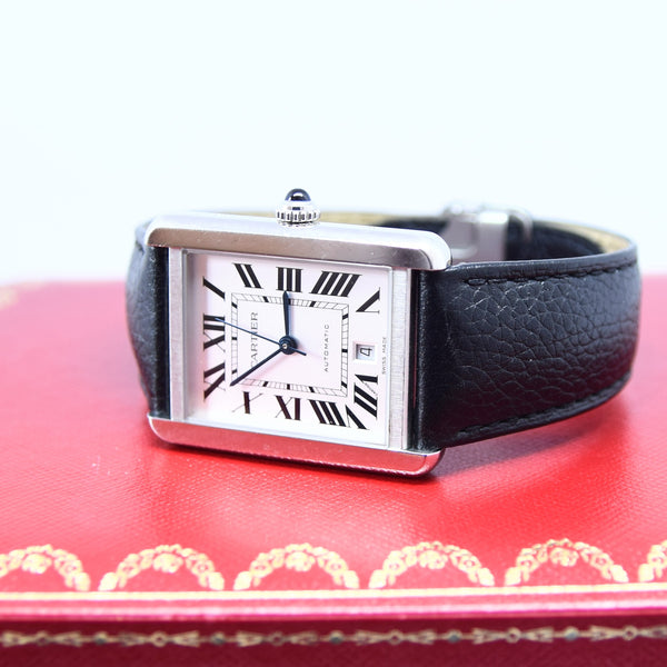 2018 XL Cartier Tank Solo Automatic with Date & Deployment Buckle with Box and Papers