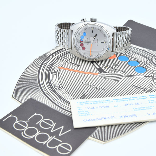 1970s Aquastar Regate Yachting Watch with 10 Minute Countdown Lemania Cal. 1345 in Stainless Steel with Papers