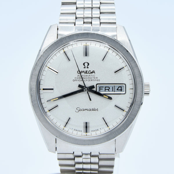 1969 Omega Seamaster Automatic Rare Chronometer Day/Date Model 168.023 with Glitter Dial in Stainless Steel on Bracelet with Box