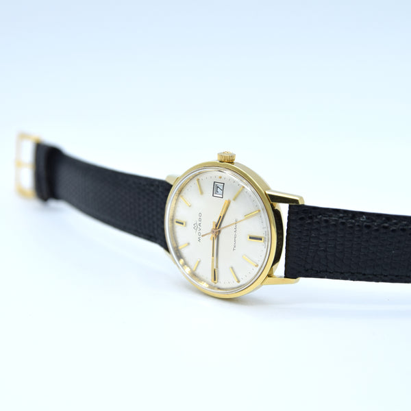 1970s Movado Tempo-Matic 'Sub-Sea' Date Model 2785 in Gold Plated Case with Box Like New