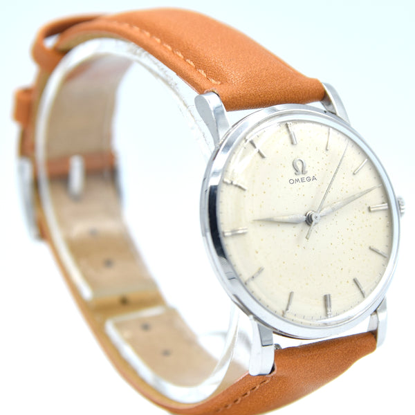 1958 Omega Manual Wind Model 14387 in Stainless Steel with Box and Buckle